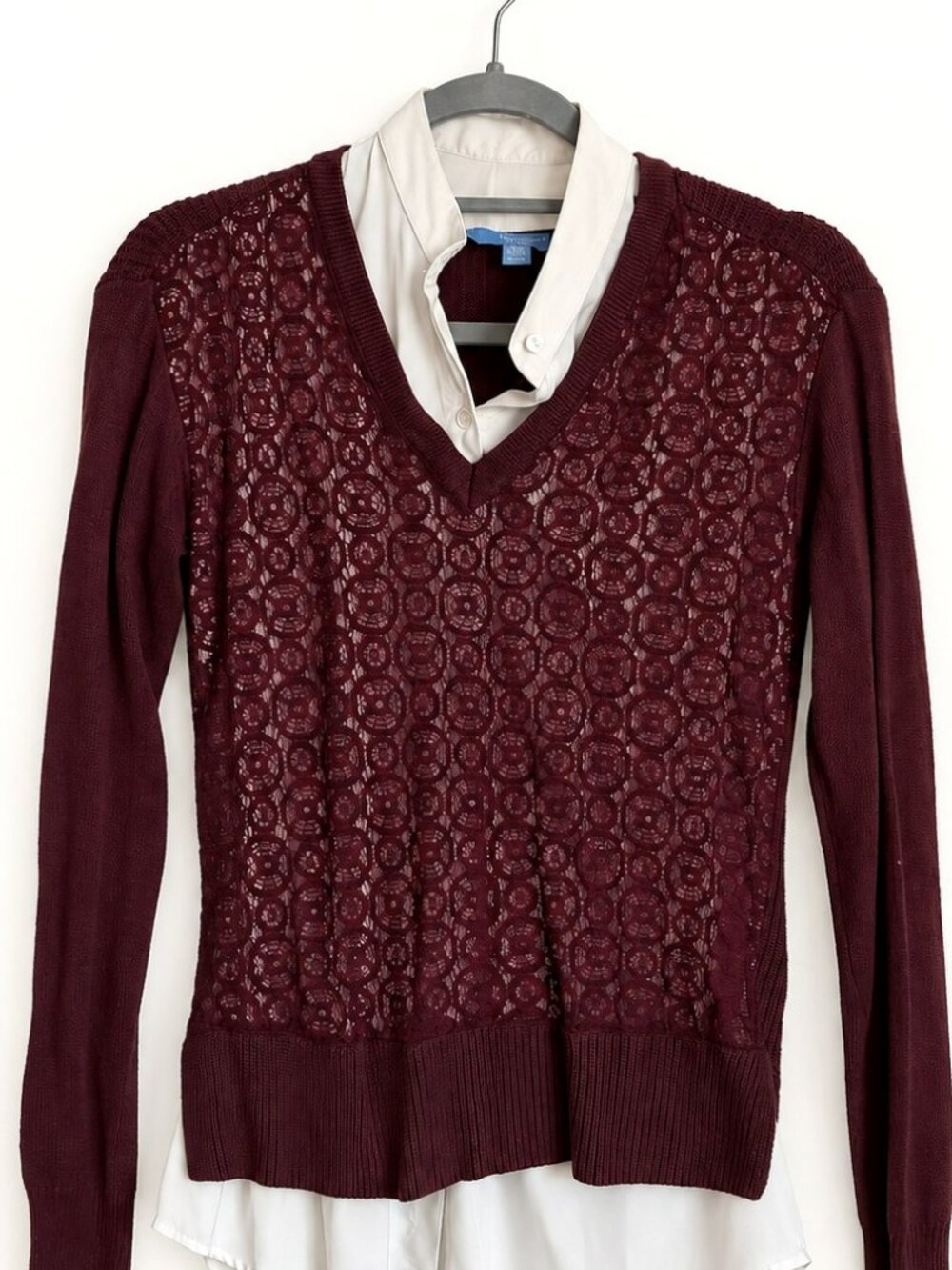 Simply Vera Vera Wang XS Burgundy Lace Layered Look Top